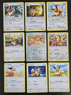 Eeevee ×9 Pokemon Card Lot SWSH SM XY HP to NM - Image 1