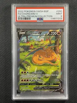 Pokemon Cards PSA 9 Mint Charizard V UPC Full Art Black Star Promo Swsh #260 - Image 1