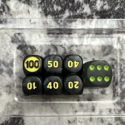 Pokemon TCG Damage Counter D6 Dice Set Black/Yellow/Green 16mm 7pc - Image 4