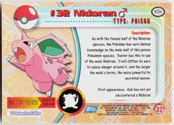 Nidoran #32 Topps Blue Logo Series 1 Pokemon NM - Image 3