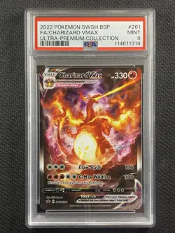 Pokemon Cards PSA 9 Mint Charizard Vmax UPC Full Art Black Star Promo Swsh #261 - Image 1