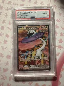 Pokemon TCG Raging Bolt EX PSA 10 GEM Mint Ultra Rare Card 123/162 TEF - Image 1