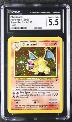 Pokemon Charizard Base Set 2 4/130 Holo CGC 5.5 - Image 1