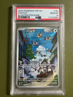 2024 Pokemon TEF en Illustration Rare E#181 Chatot, PSA 10 Gem Mint - Image 1