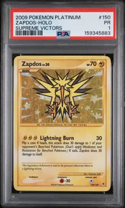 2009 POKEMON PLATINUM SUPREME VICTORS #150 ZAPDOS-HOLO PSA 1 - Image 1