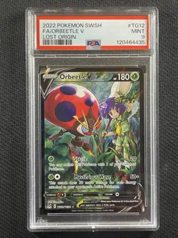 Pokemon Cards PSA 9 Mint Orbeetle V Lost Origin Full Art Swsh 2022 TG12/TG30 - Image 1