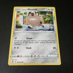 Pokemon Fusion Strike Galarian Meowth Common Card 180/264 NM - Image 1