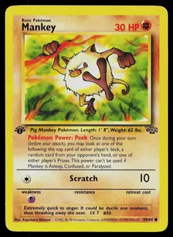 Pokemon Jungle Mankey 55/64 1st Edition Pokemon Card - Image 1