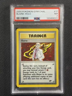 Pokemon Cards PSA 7 NM Blaine Holo Gym Challenge WotC 2000 Ultra Rare 17/132 - Image 1