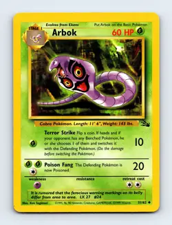 Arbok 31/62 Fossil Non Holo Pokemon Card LP - Image 1