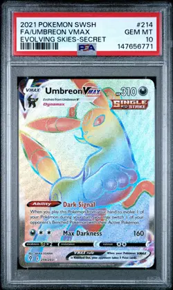 2021 POKEMON SWORD & SHIELD EVOLVING SKIES SECRET FULL ART/UMBREON VMAX PSA 10 - Image 1
