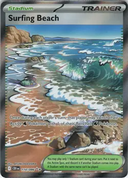 Surfing Beach 114/086 Ultra Rare Chaos Rising Pokemon Holo Near Mint - Image 1