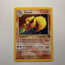 Flareon 3/64 Holo Rare Unlimited Jungle Set English 1999 Pokemon TCG 70 HP - Image 1