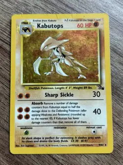 1999 Pokemon Fossil Holo Kabutops 9/62 - Vintage WOTC Holofoil Card - Image 1