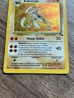 1999 Pokemon Fossil Holo Kabutops 9/62 - Vintage WOTC Holofoil Card - Image 5