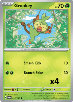 Pokemon TCG-Grookey x4 Playset Twilight Masquerade 014/167 - Image 1