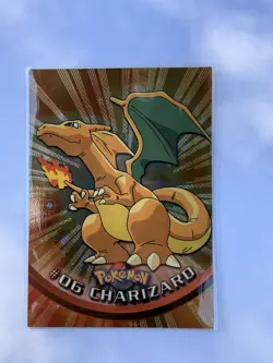 Silver Foil-Stardust Pattern | Black Logo | Pokemon 1999 Topps TV | Charizard #6 - Image 1