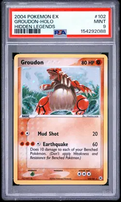 POKEMON GROUDON HOLO 102/101 HIDDEN LEGENDS SECRET RARE BOX TOPPER 2004 PSA 9 - Image 1