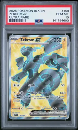 2025 Pokemon BLK EN-Black Bolt Zekrom EX Ultra Rare PSA 10 #158 - Image 1