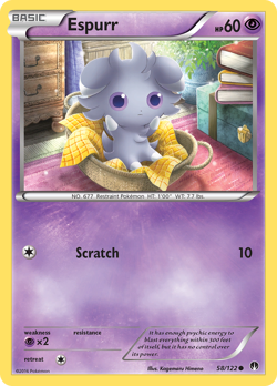 Espurr 58/122 Common BREAKpoint Pokemon Reverse Holo Lightly Played - Image 2