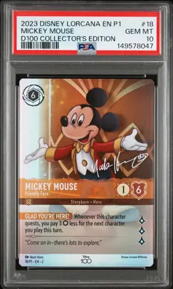2023 DISNEY LORCANA EN P1-PROMO #18 MICKEY MOUSE - FRIENDLY FACE PSA 10 - Image 1