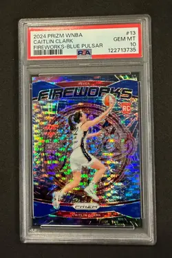 2024 Prizm WNBA - Caitlin Clark Fireworks Blue Pulsar RC /199 - PSA 10 - Image 1