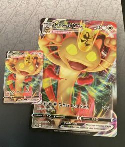Pokemon Meowth VMAX SWSH005 Black Star Promo Standard & Jumbo 2 Card Lot LP - Image 1