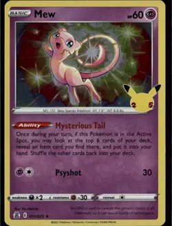 Mew Holo Rare Celebrations 011/025 Psychic Holo Pokemon Card - Image 1