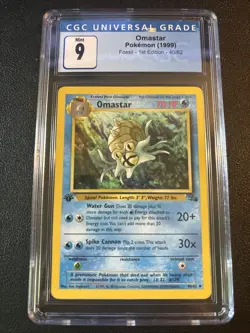Pokemon TCG Omastar Fossil 1st Edition Uncommon Card 40/62 CGC 9 - Image 1