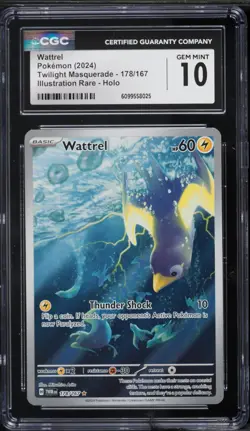 CGC 10 Wattrel 178/167 Twilight Masquerade Illustration Rare Pokemon Card - Image 1