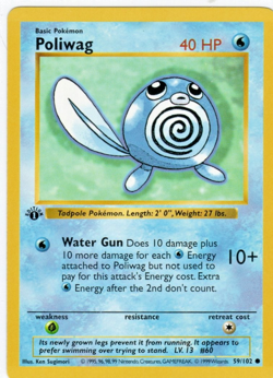 Pokemon Cards Poliwag 59/102 1ST EDITION Base Set Shadowless WOTC Common NM - Image 1