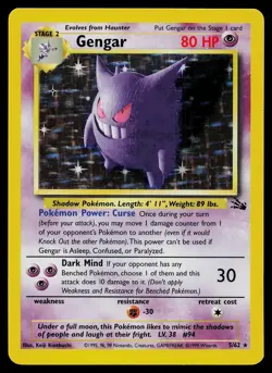 Pokemon Card - Gengar Fossil 5/62 Unlimited Holo Rare - Image 1