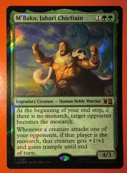 MTG: MARVEL SUPER HEROES, M'BAKU, JABARI CHIEFTAIN, RARE, 0067, SURGE FOIL, MSC - Image 1