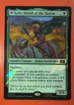 MTG: MARVEL SUPER HEROES, W'KABI, SHIELD OF THE NATION, RARE, 0070, SURGE FOIL - Image 1