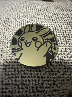 Pikachu Coin 2” Token Silver Plastic Black Pokemon TCG - Image 1