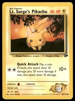 2000 Gym - Challenge Lt. Surge’s Pikachu Basic/Common #84 - Image 1