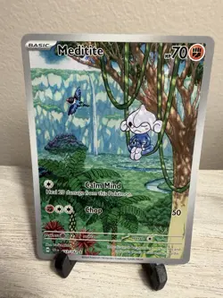 Pokemon TCG Meditite Stellar Crown Holo Illustration Rare Card 153/142 NM - Image 1