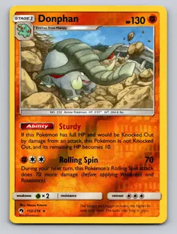 Donphan 112/214 Rare Lost Thunder Pokemon Reverse Holo LP - Image 1