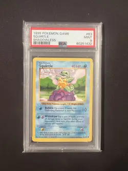1999 POKEMON BASE SET SHADOWLESS 63/102 SQUIRTLE PSA 9 MINT 🔥 - Image 1