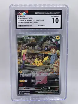 Pikachu 173/165 Illustration Rare Pokemon Scarlet & Violet 151 CGC 10 GEM MINT - Image 1