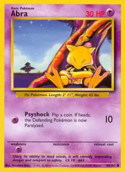 12 x Abra 43/102 Pokemon Base Set Unlimited (LP-HP) - Image 1