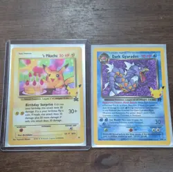 Nintendo Pokemon TCG 2-Card Lot Birthday Pikachu Promo #24 + Dark Gyarados 8/82 - Image 1