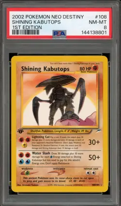 Pokemon Shining Kabutops Neo Destiny 1st Edition Holo Secret Rare #108 PSA 8 - Image 1