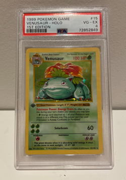 Pokemon Venusaur Holo 15/102 Base Set- 1st Edition (Shadowless) PSA 4 - Image 1