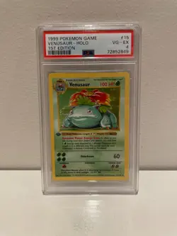 Pokemon Venusaur Holo 15/102 Base Set- 1st Edition (Shadowless) PSA 4 - Image 3