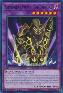 1x Earthbound Servant Geo Gremlina - 1st Edition NM Eng YuGiOh - Age of Overlord - Image 1