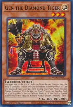 1x Gen the Diamond Tiger - 1st Edition NM Eng YuGiOh - Age of Overlord - Image 1