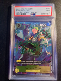 2025 ONE PIECE PROMOS ONE PIECE DAY DALLAS #113 RORONOA ZORO PSA 9 - Image 1