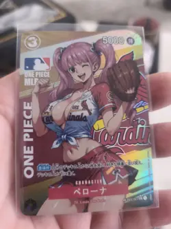 One Piece CCG Perona Baseball Waifu Karte Top Zustand Team St. Luis Cardinal's - Image 1