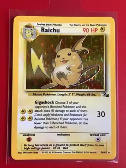 1999 Pokemon Raichu Fossil Holo 14/62 NM - Image 1